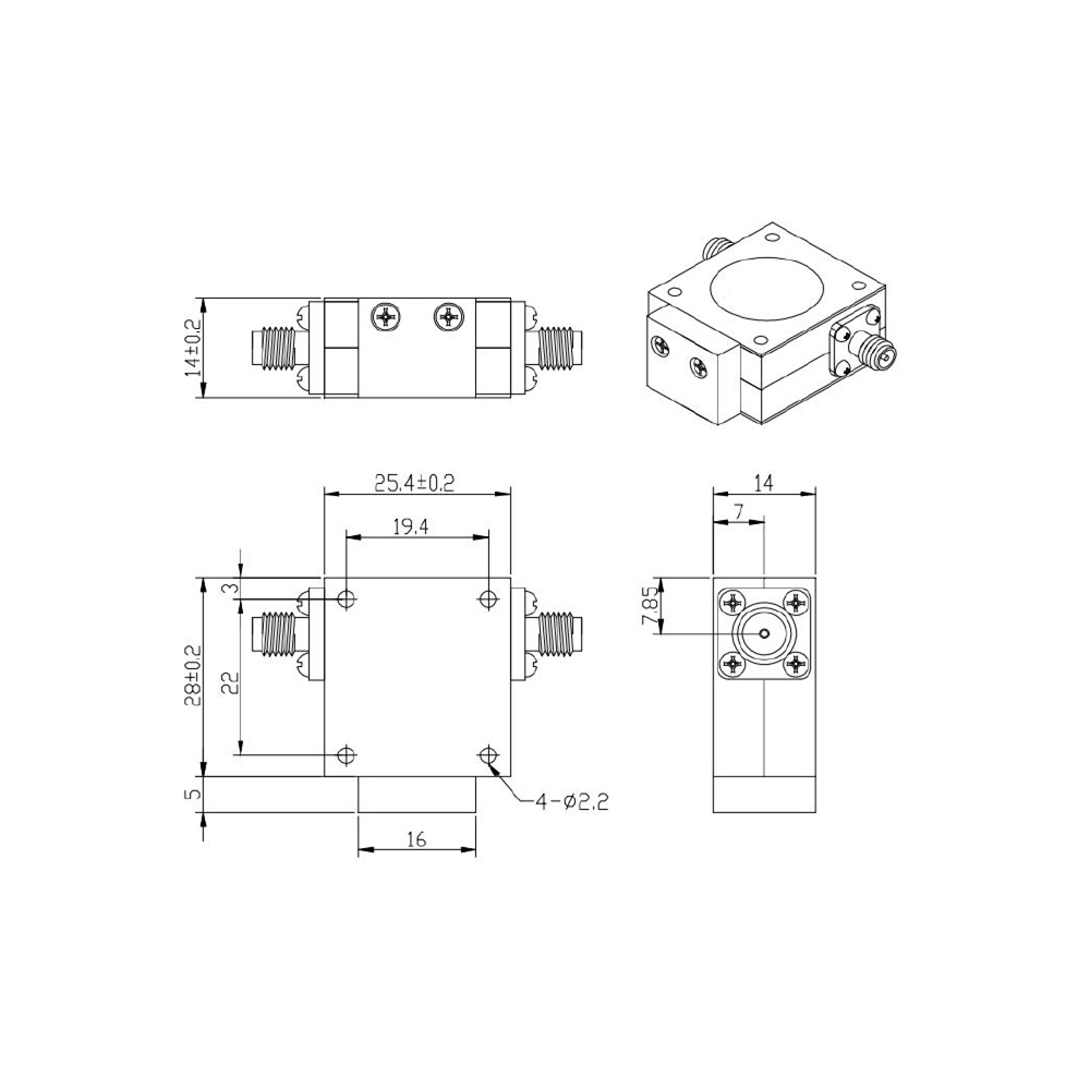 HS-18dB 100W Isolator With SMA type (3-6G)_Web1